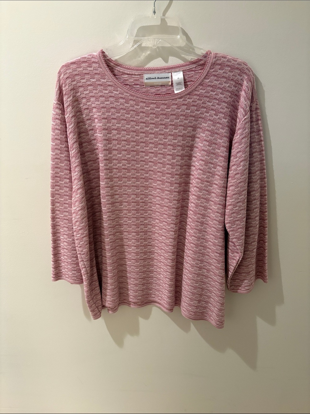 Alfred Dunner Pink Textured Knit Crewneck Top